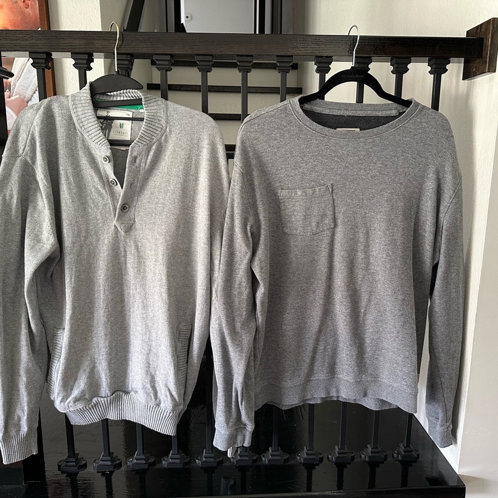 Men's Gray Henley and Crew Neck Shirt Set